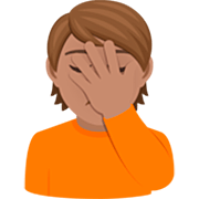 🤦🏽 Emoji sich an den Kopf fassende Person: mittlere Hautfarbe JoyPixels 7.0.