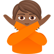Emoji 🙅🏾 Persona Che Fa Segno Di No: Carnagione Abbastanza Scura su JoyPixels 7.0.