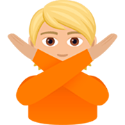🙅🏼 Emoji Persona Haciendo El Gesto De «no»: Tono De Piel Claro Medio en JoyPixels 7.0.