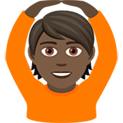 Person mit Händen auf dem Kopf: dunkle Hautfarbe JoyPixels 7.0.