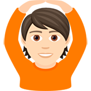 🙆🏻 Emoji Person mit Händen auf dem Kopf: helle Hautfarbe JoyPixels 7.0.