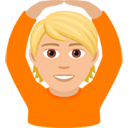 🙆🏼 Emoji Pessoa Fazendo Gesto De «OK»: Pele Morena Clara na JoyPixels 7.0.
