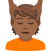 💆🏾 Emoji Pessoa Recebendo Massagem Facial: Pele Morena Escura na JoyPixels 7.0.