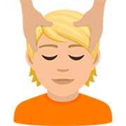 Person, die eine Kopfmassage bekommt: mittelhelle Hautfarbe JoyPixels 7.0.