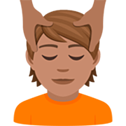 💆🏽 Emoji Person, die eine Kopfmassage bekommt: mittlere Hautfarbe JoyPixels 7.0.