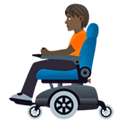 🧑🏿‍🦼 Emoji Person in motorisiertem Rollstuhl: dunkle Hautfarbe JoyPixels 7.0.