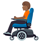 🧑🏾‍🦼 Emoji Person in motorisiertem Rollstuhl: mitteldunkle Hautfarbe JoyPixels 7.0.