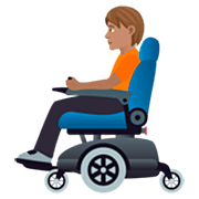 🧑🏽‍🦼 Emoji Person in motorisiertem Rollstuhl: mittlere Hautfarbe JoyPixels 7.0.