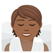 🧖🏾 Emoji Person in Dampfsauna: mitteldunkle Hautfarbe JoyPixels 7.0.