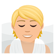 🧖🏼 Emoji Person in Dampfsauna: mittelhelle Hautfarbe JoyPixels 7.0.