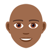 🧑🏾‍🦲 Emoji Erwachsener: mitteldunkle Hautfarbe, Glatze JoyPixels 7.0.