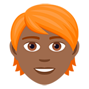 🧑🏾‍🦰 Emoji Erwachsener: mitteldunkle Hautfarbe, rotes Haar JoyPixels 7.0.