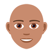 🧑🏽‍🦲 Emoji Erwachsener: mittlere Hautfarbe, Glatze JoyPixels 7.0.