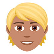 Emoji 👱🏽 Persona Bionda: Carnagione Olivastra su JoyPixels 7.0.