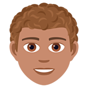 🧑🏽‍🦱 Emoji Erwachsener: mittlere Hautfarbe, lockiges Haar JoyPixels 7.0.
