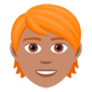 🧑🏽‍🦰 Emoji Erwachsener: mittlere Hautfarbe, rotes Haar JoyPixels 7.0.