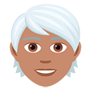 Emoji 🧑🏽‍🦳 Persona: Carnagione Olivastra E Capelli Bianchi su JoyPixels 7.0.