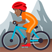 🚵🏾 Emoji Pessoa Fazendo Mountain Bike: Pele Morena Escura na JoyPixels 7.0.