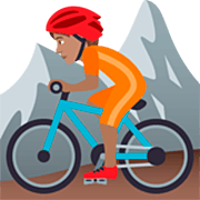 🚵🏽 Emoji Mountainbiker(in): mittlere Hautfarbe JoyPixels 7.0.