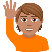 🙋🏽 Emoji Pessoa Levantando A Mão: Pele Morena na JoyPixels 7.0.