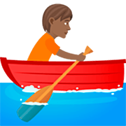 Persona Remando En Un Bote: Tono De Piel Oscuro Medio JoyPixels 7.0.