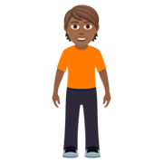🧍🏾 Emoji Pessoa Em Pé: Pele Morena Escura na JoyPixels 7.0.