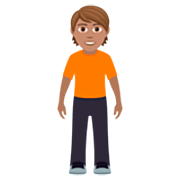 🧍🏽 Emoji stehende Person: mittlere Hautfarbe JoyPixels 7.0.