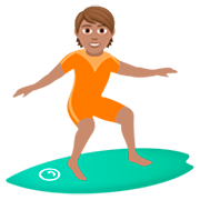 🏄🏽 Emoji Persona Haciendo Surf: Tono De Piel Medio en JoyPixels 7.0.