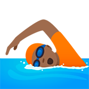 🏊🏾 Emoji Pessoa Nadando: Pele Morena Escura na JoyPixels 7.0.