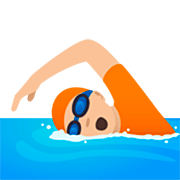 🏊🏼 Emoji Persona Nadando: Tono De Piel Claro Medio en JoyPixels 7.0.