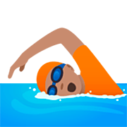 🏊🏽 Emoji Pessoa Nadando: Pele Morena na JoyPixels 7.0.