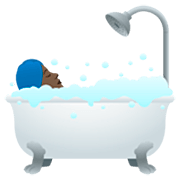 🛀🏿 Emoji Pessoa Tomando Banho: Pele Escura na JoyPixels 7.0.