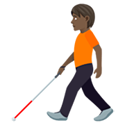 🧑🏿‍🦯 Emoji Pessoa Com Bengala Para Cego: Pele Escura na JoyPixels 7.0.