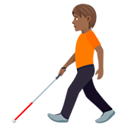 🧑🏾‍🦯 Emoji Pessoa Com Bengala Para Cego: Pele Morena Escura na JoyPixels 7.0.