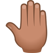 erhobene Hand von hinten: mittlere Hautfarbe JoyPixels 7.0.