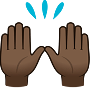 🙌🏿 Emoji zwei erhobene Handflächen: dunkle Hautfarbe JoyPixels 7.0.