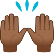 Emoji 🙌🏾 Mani Alzate: Carnagione Abbastanza Scura su JoyPixels 7.0.