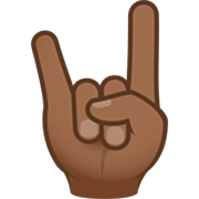 🤘🏾 Emoji Mano Haciendo El Signo De Cuernos: Tono De Piel Oscuro Medio en JoyPixels 7.0.