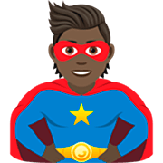 🦸🏿 Emoji Personaje De Superhéroe: Tono De Piel Oscuro en JoyPixels 7.0.