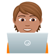 Emoji 🧑🏽‍💻 Persona Esperta Di Tecnologia: Carnagione Olivastra su JoyPixels 7.0.