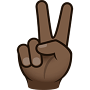 ✌🏿 Emoji Victory-Geste: dunkle Hautfarbe JoyPixels 7.0.