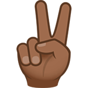 ✌🏾 Emoji Victory-Geste: mitteldunkle Hautfarbe JoyPixels 7.0.