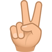 ✌🏼 Emoji Mão Em V De Vitória: Pele Morena Clara na JoyPixels 7.0.