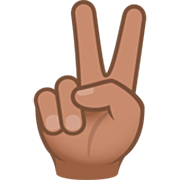 ✌🏽 Emoji Mão Em V De Vitória: Pele Morena na JoyPixels 7.0.