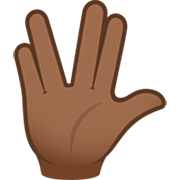 🖖🏾 Emoji vulkanischer Gruß: mitteldunkle Hautfarbe JoyPixels 7.0.