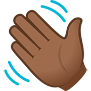 👋🏾 Emoji winkende Hand: mitteldunkle Hautfarbe JoyPixels 7.0.