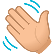 Emoji 👋🏼 Mano Che Saluta: Carnagione Abbastanza Chiara su JoyPixels 7.0.