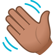 👋🏽 Emoji winkende Hand: mittlere Hautfarbe JoyPixels 7.0.
