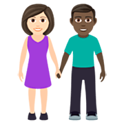 Mann und Frau halten Hände: helle Hautfarbe, dunkle Hautfarbe JoyPixels 7.0.