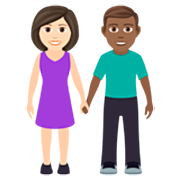 👩🏻‍🤝‍👨🏾 Emoji Mann und Frau halten Hände: helle Hautfarbe, mitteldunkle Hautfarbe JoyPixels 7.0.
